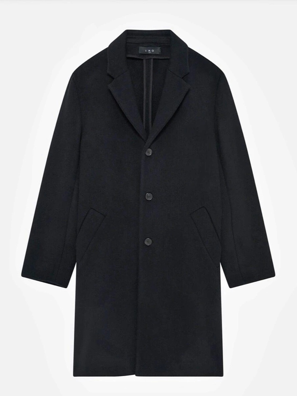 IRO Paris CUNG Mens Long Wool Cashmere Coat Black Size L NWT $1395